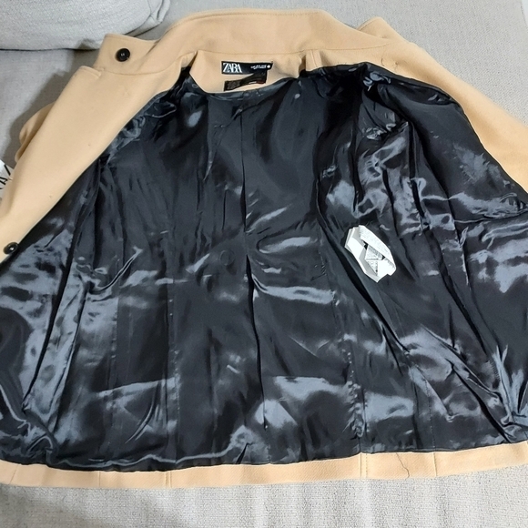 ZARA gold button wool blend coat Sz-XL - Picture 12 of 12